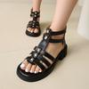Summer Rome Coarse Heel Platform Sandals Strap Rivet Open-toed  Sandals Z