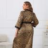 Pajamas for Women Spring Autumn Korean Cardigan Long Sleeved Sexy Leopard Print Home Clothing Set Milk Silk Pajamas for Women