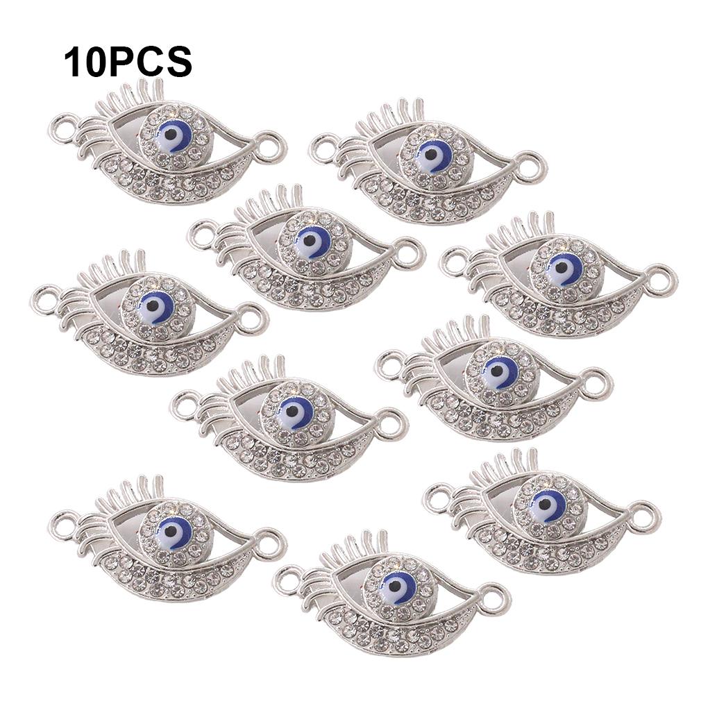 10 Pieces Alloy Eye Charms with Rhinestone Connector Charm Handmade Plated Hanging Pendant DIY Crafts Making Accessories