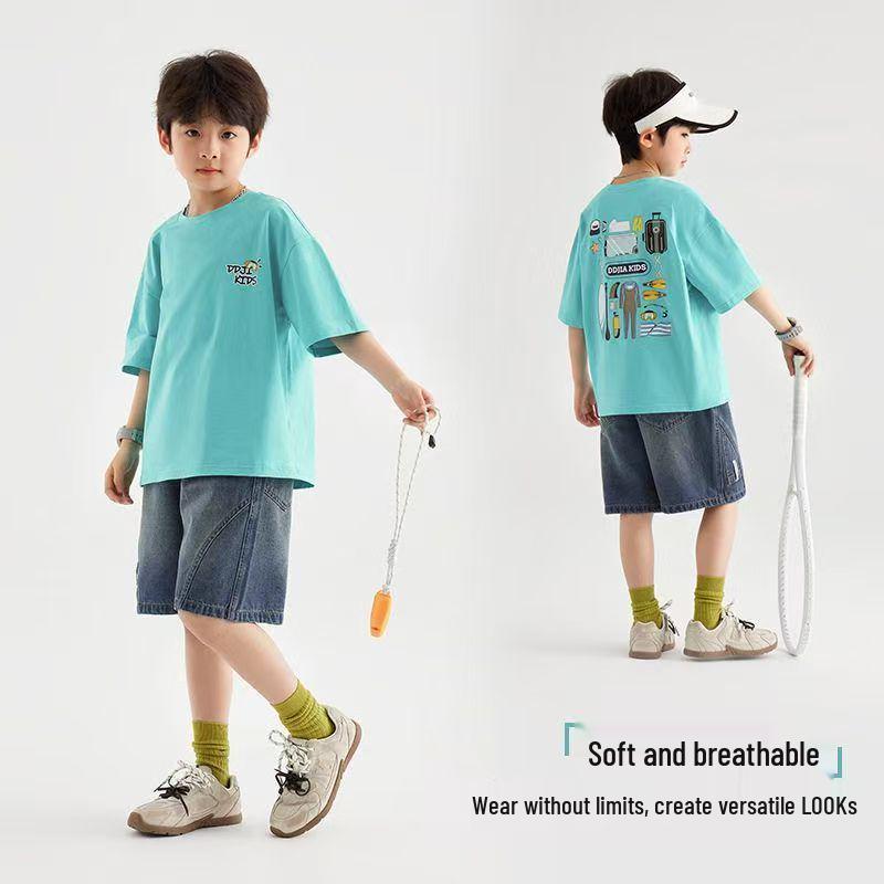Boys' 2026 Summer Jeans: New Trendy Medium & Large Children's Capris Shorts