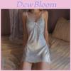 Floral Ice Silk Lingerie Deep V Padded Nightgown For Women Home Sleepwear