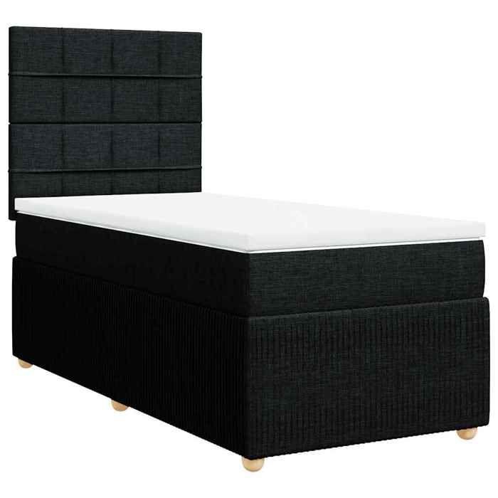 Maison Exclusive - Sommier à lattes de lit avec matelas Noir 90x190 cm Tissu
