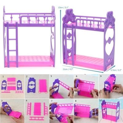 Plastic Miniature Double Bed Toy Furniture For Dollhouse =Doll Dream Closet Play House Toys Decorati