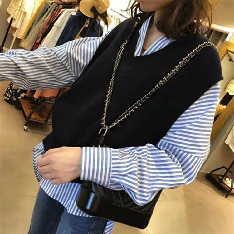 Women's V-Neck Knitted Sweater Vest - Spring/Autumn 2026 Collection, Loose-fit, Versatile Japanese Style Outerwear