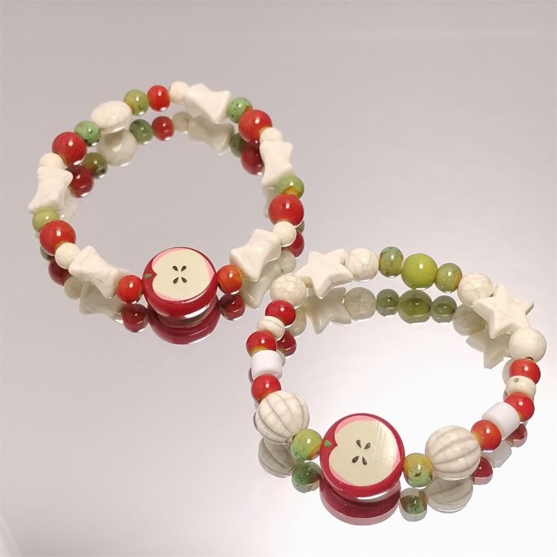 Retro Apple Bead Bracelet Cute Color Mixed Star Women Bracelet Fashion Design Jewelry Trend Bracelet Accessories Gift