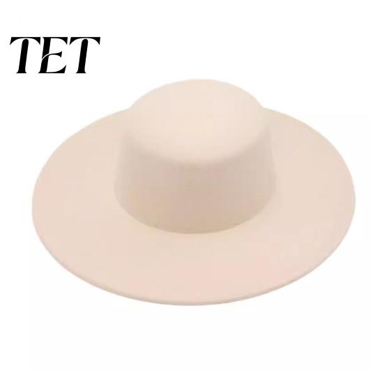 Chic Vacation Travel Hat Flat Top Fedora Hat, Wool Blend Derby Cap, Retro Jazz Polyester Warm Winter Cap Wide Brim Felt for Women, Events & Daily Wear