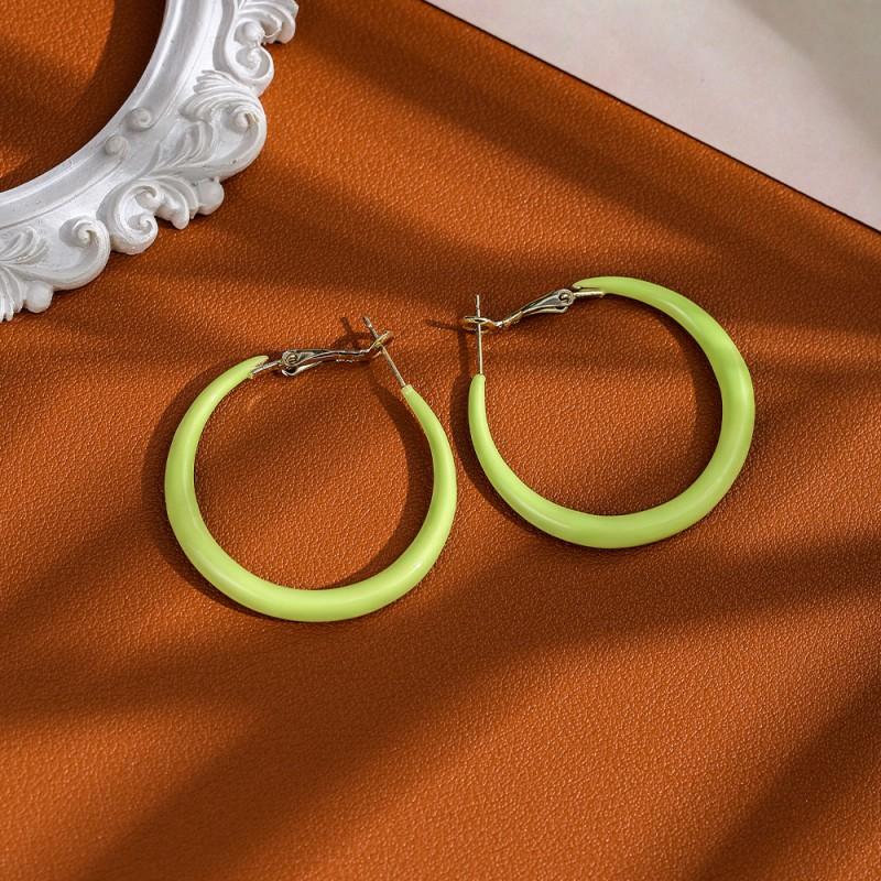 Pastel Macaron Earrings Women Dainty Drop Hoop Studs With Post Geometric Round Design Fresh Sweet Style