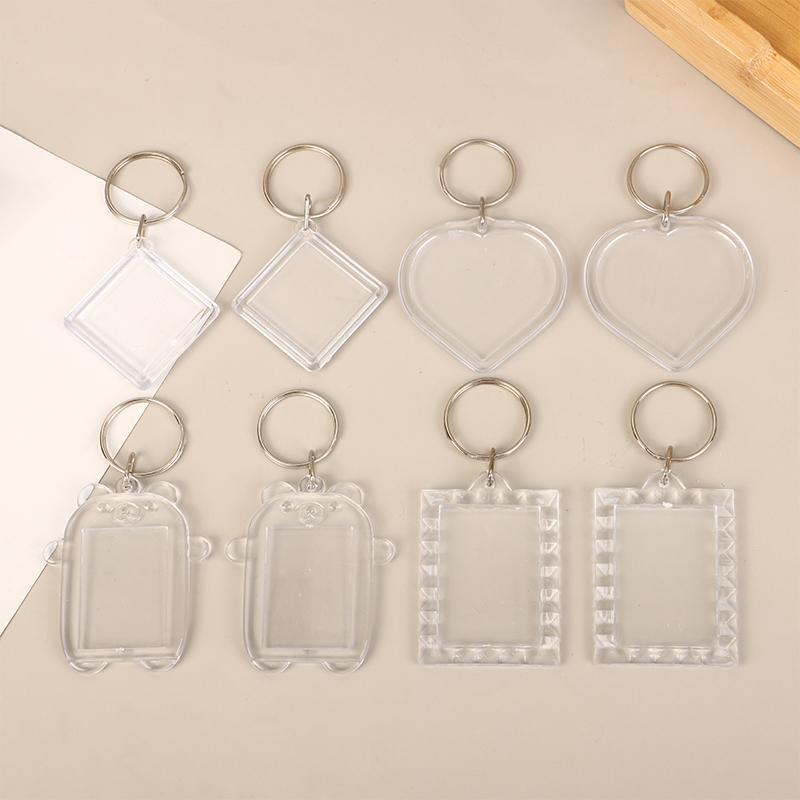 5Pcs Clear Bear Acrylic Blank Photo Frame Keychain Insert Photo Picture Frame Key Holder Diy Picture Frame Keyring Bag Pendant