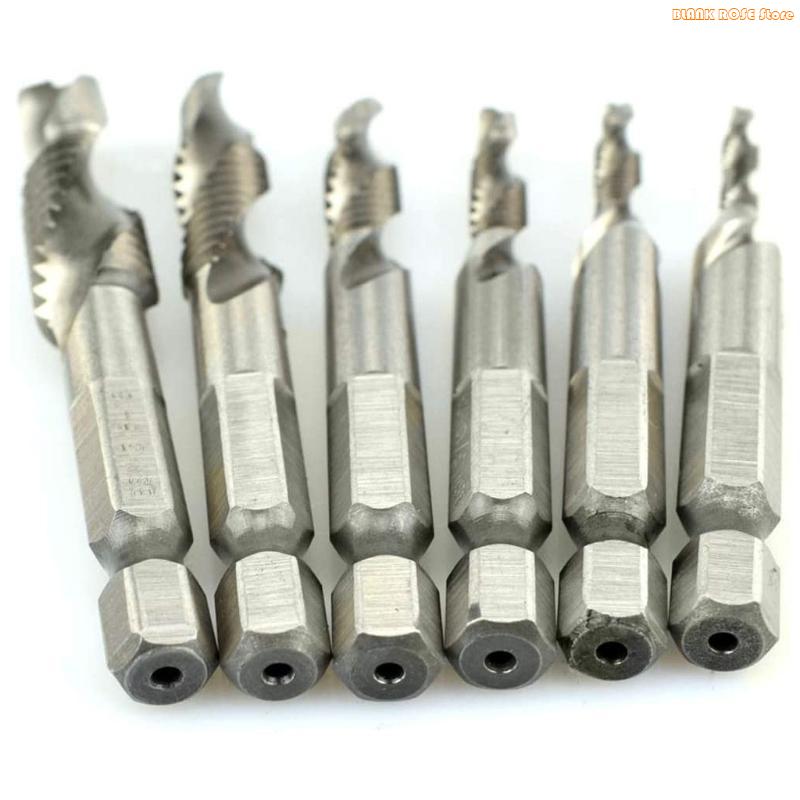 K1AE 6 Stück M3-M10 Schraubgewindebohrer HSS Gewindebohrer Senker Entgrater Set Metrisch