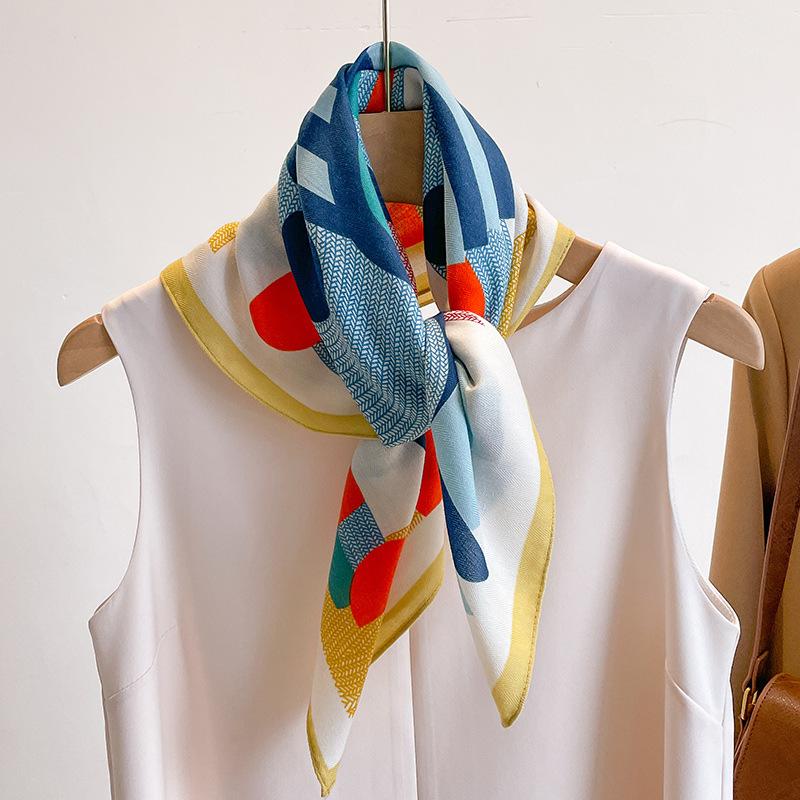 Orange Cashew Flower Cotton and Linen Hair Scarf  Small Square Scarf  Women's Thin Scarf  Linen Headscarf  Versatile Shirt