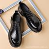2025 autumn new British business platform big head wide feet black men's shoes