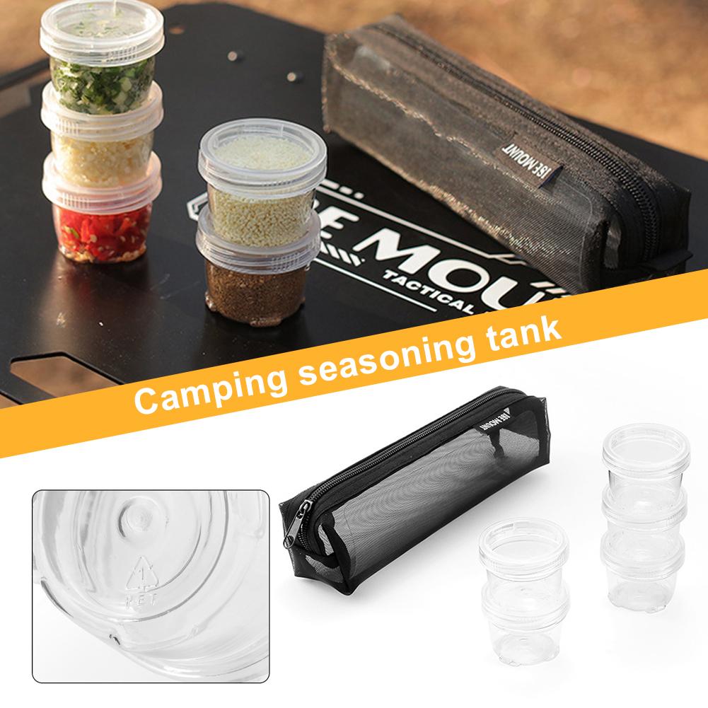 Camping Spice Kit with 5 Seasoning Bottles Portable Travel Spice Container Bag Seasoning Storage Bag for Picnic Cooking Barbecue