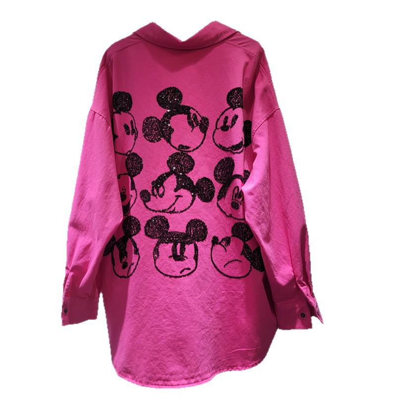 2026 Spring Women's European Style Irregular Top with Mickey Sequins