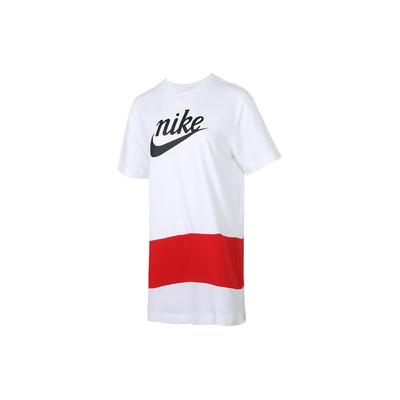 Nike Šaty s potiskem loga s kulatým výstřihem a krátkým rukávem Dámské šaty Bílá Červená CJ3716-100