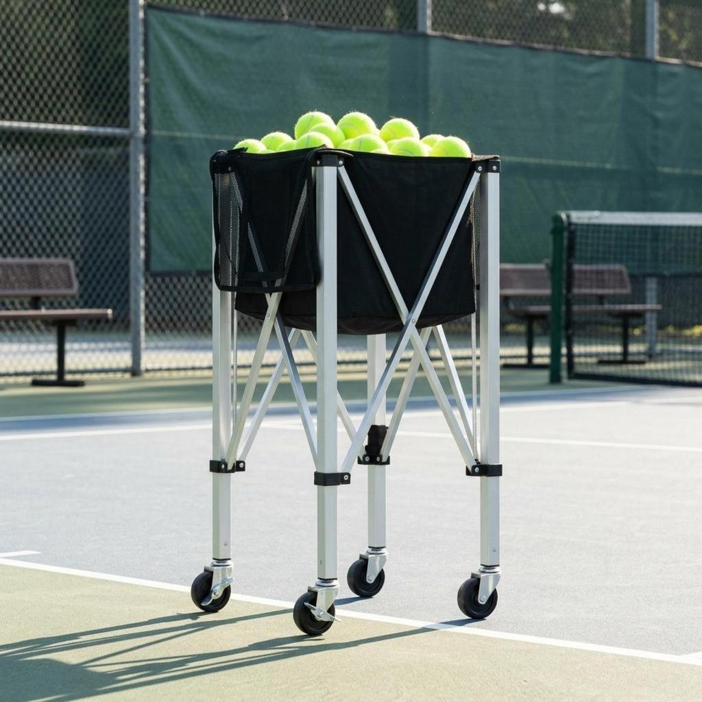 Racket Sport Sphere Trolley Aluminum Alloy Frame Foldable Carrier Easy