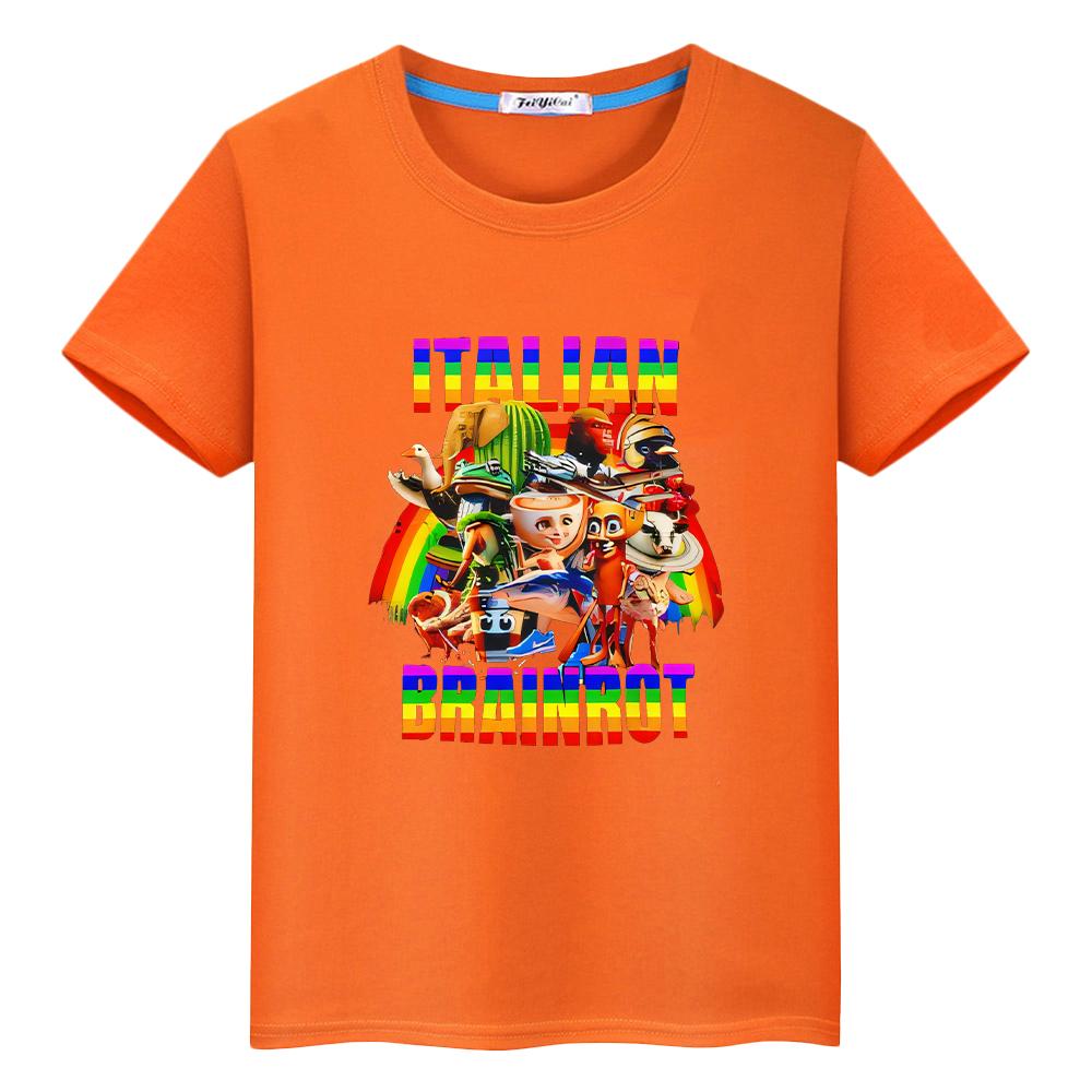 Italian Brainrot T Shirt for Kids Boy 10years  Print  100%Cotton Cartoon Tees Short  Anime Tops Y2k One Piece Kids Clothes Girls