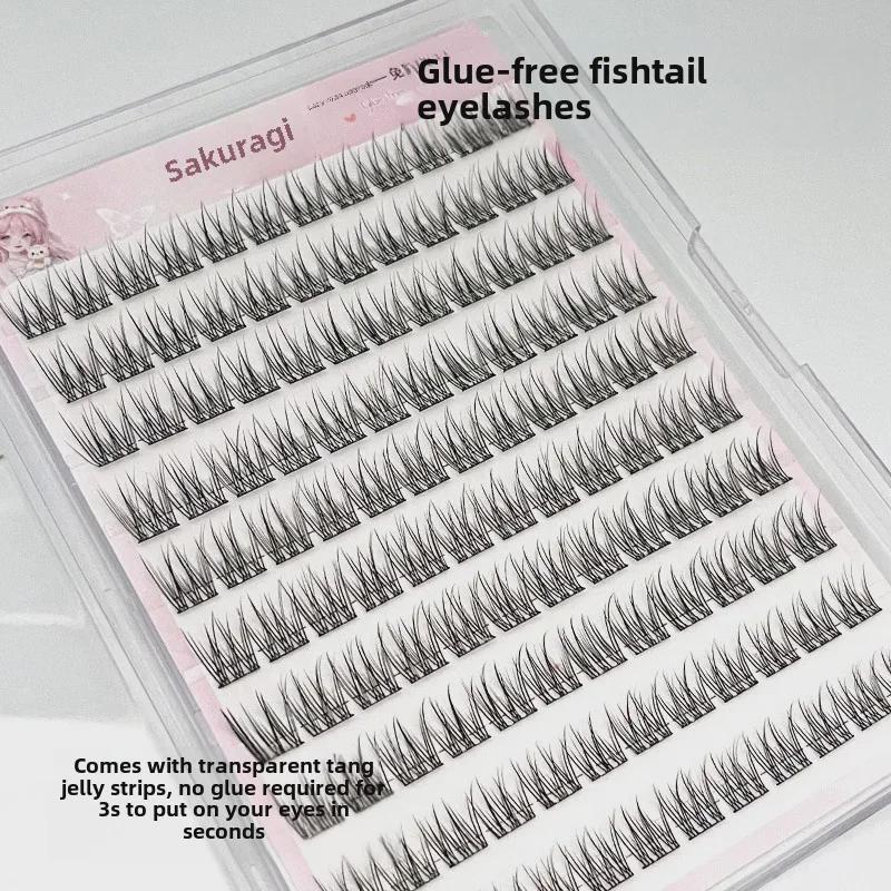 Yinglier Glue-Free Fishtail False Eyelashes: Natural, Self-Adhesive, Large Capacity