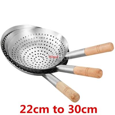 Large Big Thick High-Quality Stainless Steel Mesh Strainer Colander Wok Hand Grip Handle Cookware Oil Flour Sifter Colander Kitchen Cooking Wok