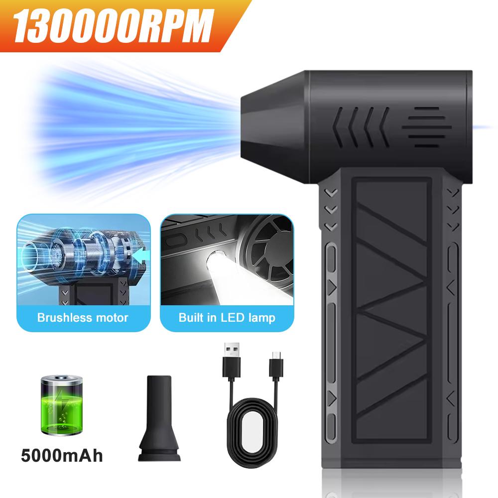 130000RPM Wireless Automobile Vacuum Cleaner Portable Robot Vacuum Cleaner Handheld Mini For Car Home Office Upgraded black