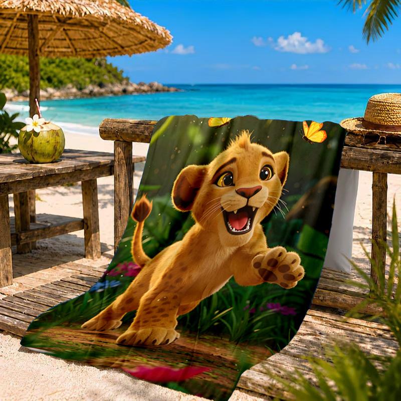 Lion king Artwork Printed Microfiber Beach Towel, Soft And Absorbent, Quick-Dry, Ideal for Summer Travel, Beach Essential, Swimming Pool