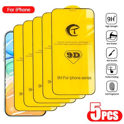 5PCS 9D Screen Protector For Iphone17 16  15 14 13 12 11 Pro Protective For IPhone X XR XS Max 6 6s 7 8 Plus Tempered Glass