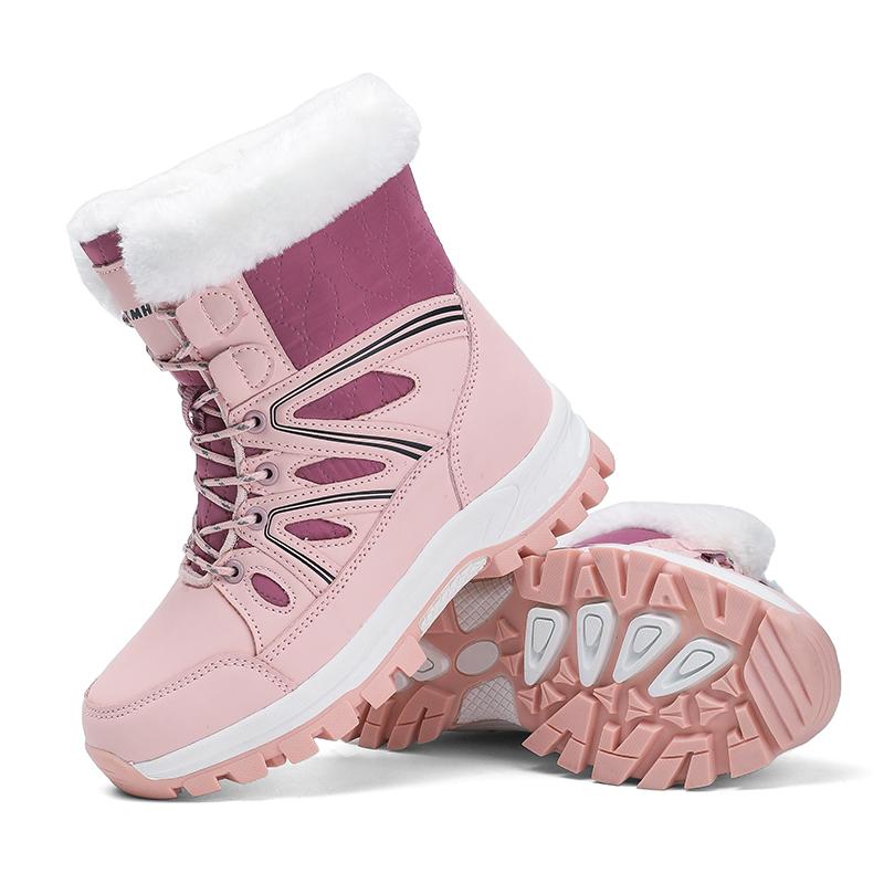 Women’s Winter Boots Snow Boots Pink Hiking Boots Fashion Casual Cotton-padded Shoes Black Warm Lining Boots Plus Size