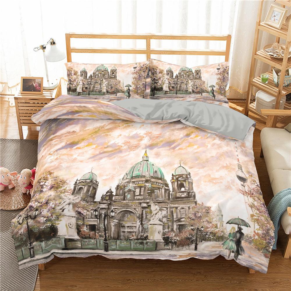 Comforter Eiffel Tower Bedding Set Queen Size Couple Valentine'S Day Comforter Set For Women Romantic Paris Room Decor