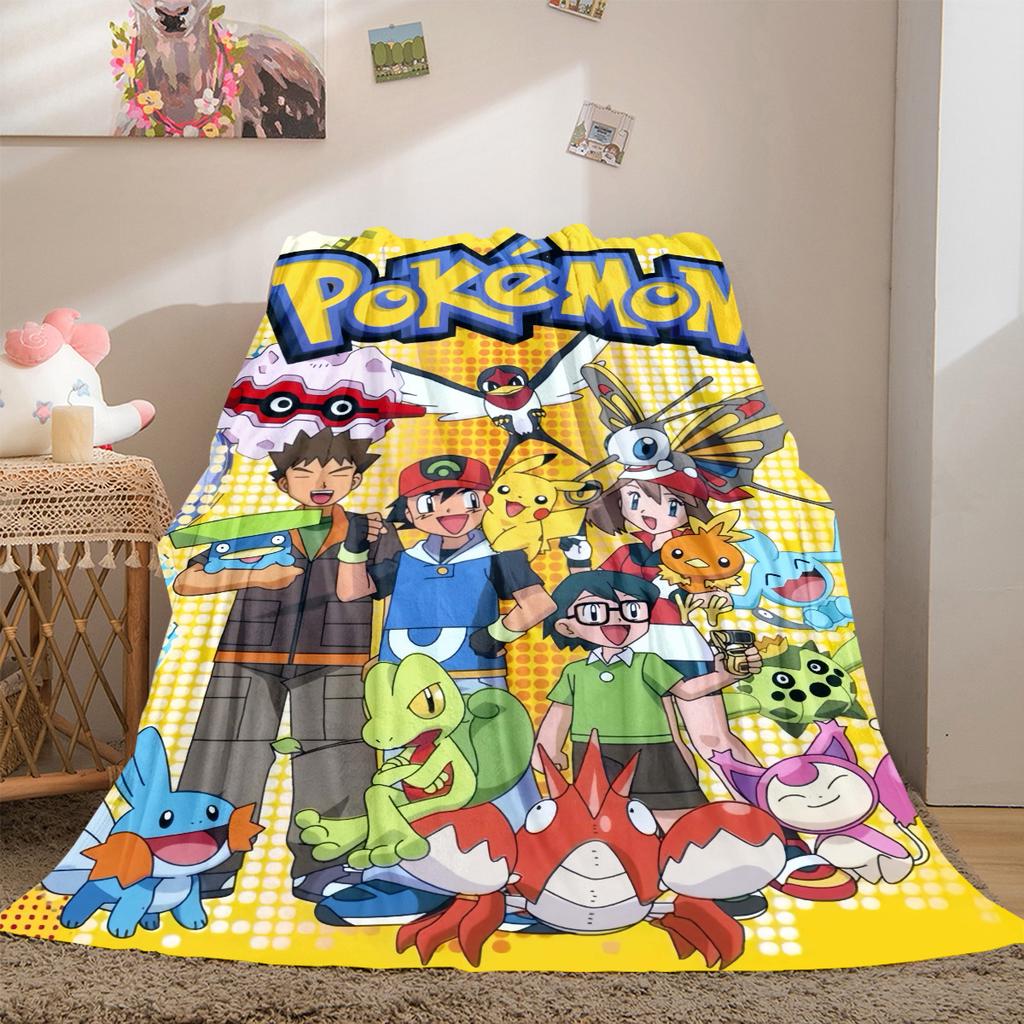 Pokemon Anime Print Blanket Warm Comfortable Flannel Cover For Bedrooms, Sofas, Beds, Chairs  LXR125