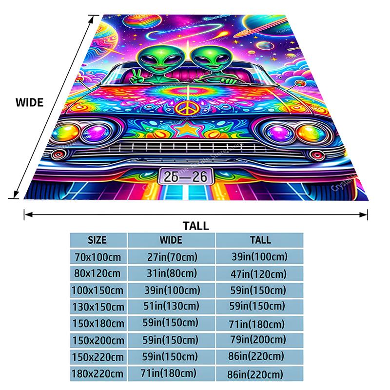 Alien Space Car Flannel Blanket Home Sofa Lunch Break Blankets Children Student Blankets Nap Cover Kid Camping Bed Couch Office