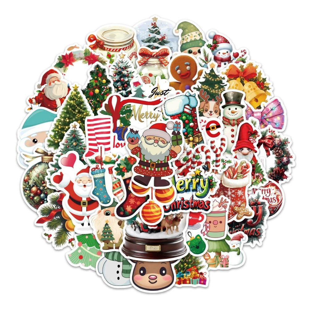 54 Sheets Christmas Cartoon Stickers for Decorating Skateboards, Notebooks, Tablets, and Christmas Trees