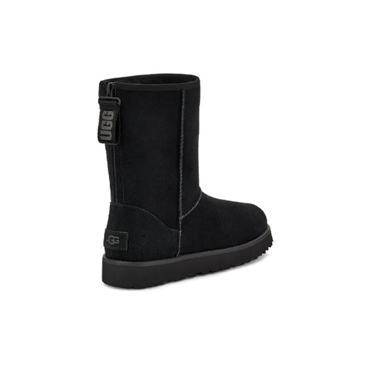 UGG W Classic Short Logo Zip 'Black' Women's (Unisex) Snow Boots 1122672 BLK