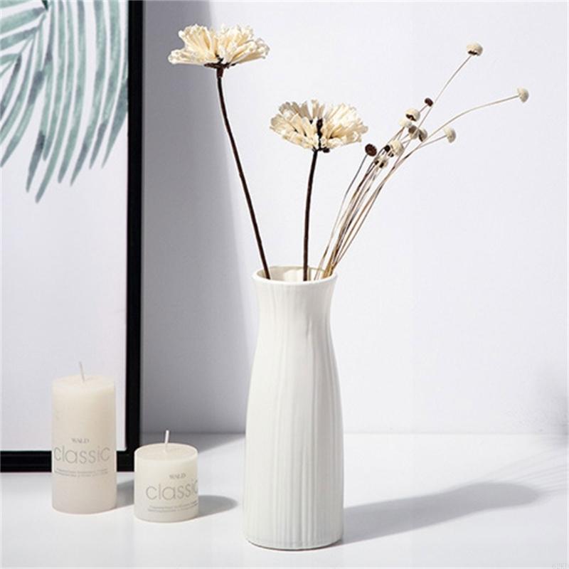 62KD 6PCS Elegant Plastic Flower Holder Vases With Subtle Texture Small Storage Bottle For Home Decoration