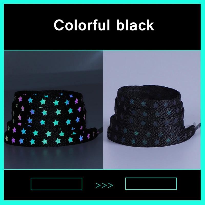 1 Paar Neue Sport Weiße Stern Schnürsenkel Schnüre Holografisch Reflektierende Schnürsenkel Coole Sneaker Laufschuh Schnürsenkel für Erwachsene Kinder