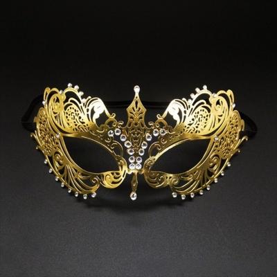 High Quality Vintage Half Face Mask Lace Metal Hollowed-out Masquerade Party Mask Diamond Inlaid Elastic Bands Princess Mask