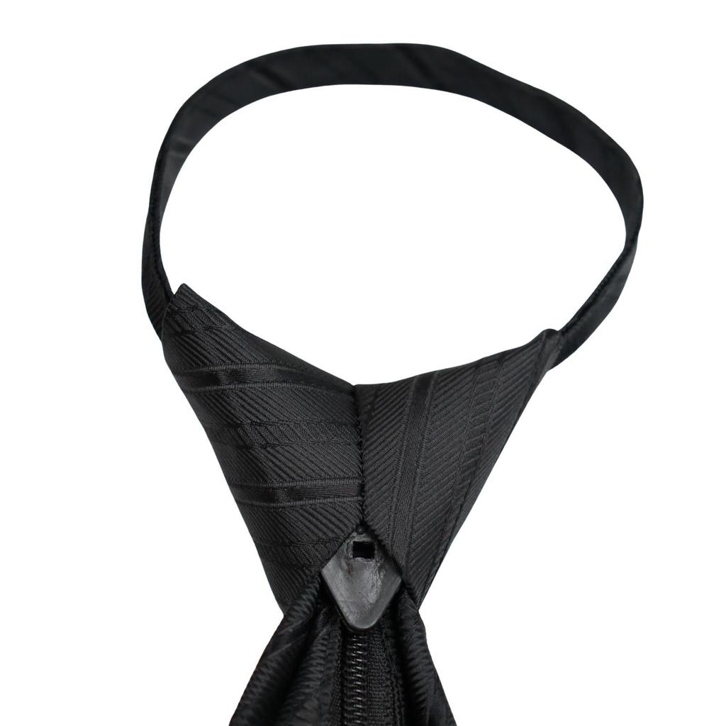 [Michiko London] One-touch tie, black, striped, regular size, 8cm wide end, no tying required, formal wear, funeral, memorial service, polyester,