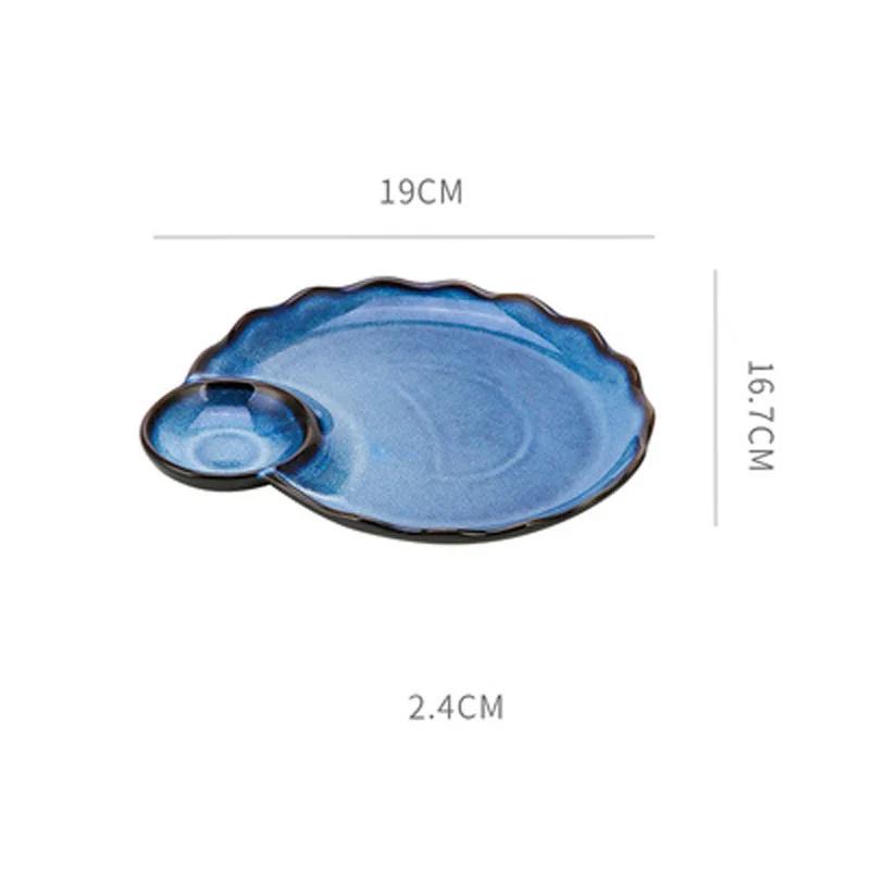 

Creative Dumpling Plate with Vinegar Plate Ceramic Simple Tableware Household Dish Plate French Fries Shrimp Plate Japanese Sash