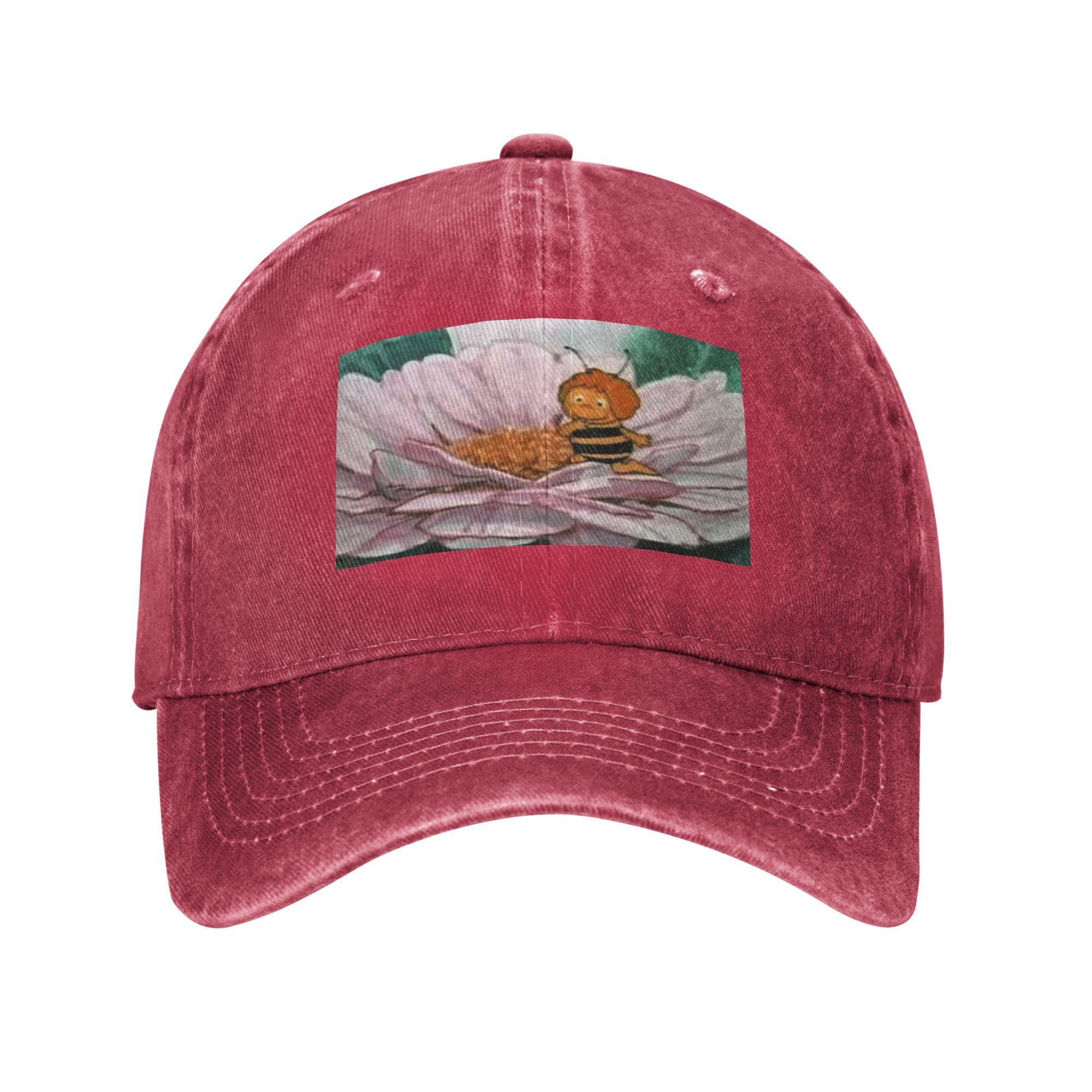 Maya The Bee Denim Fabric Cap Casual Baseball Caps Adjustable Hat Summer Unisex Baseball Hats One Size