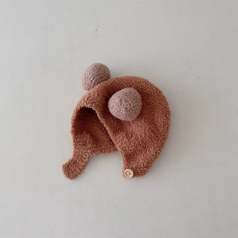 Korean Style New Arrival Baby Ear-Warming Hat for Fall Winter Warm Winter Hat Comfortable Infant Double-Ball Soft Knit Beanie Trendy
