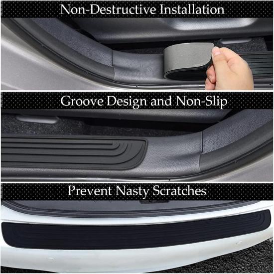 Car Rear Bumper Protector Guard, Universal Rubber Scratch Resistant Trunk Door Entry Guards Accessory Trim Cover, Scratch-Resistant Boot Sill