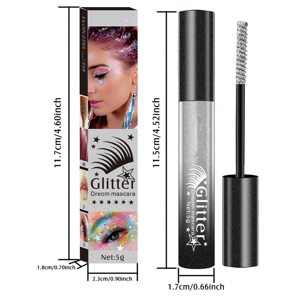1 Stück Funkelnde Volumen-Mascara Glitzer Wimpern-Make-up für Länge & Schwung - Langanhaltende wasserfeste Formel für Party Hochzeit