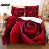 3D Rote Rose Bettwäsche Bettbezug Bettsets für Doppel Ehe Hochzeit Schlafzimmer Bettwäscheset King Valentinstag Steppdeckenbezugset