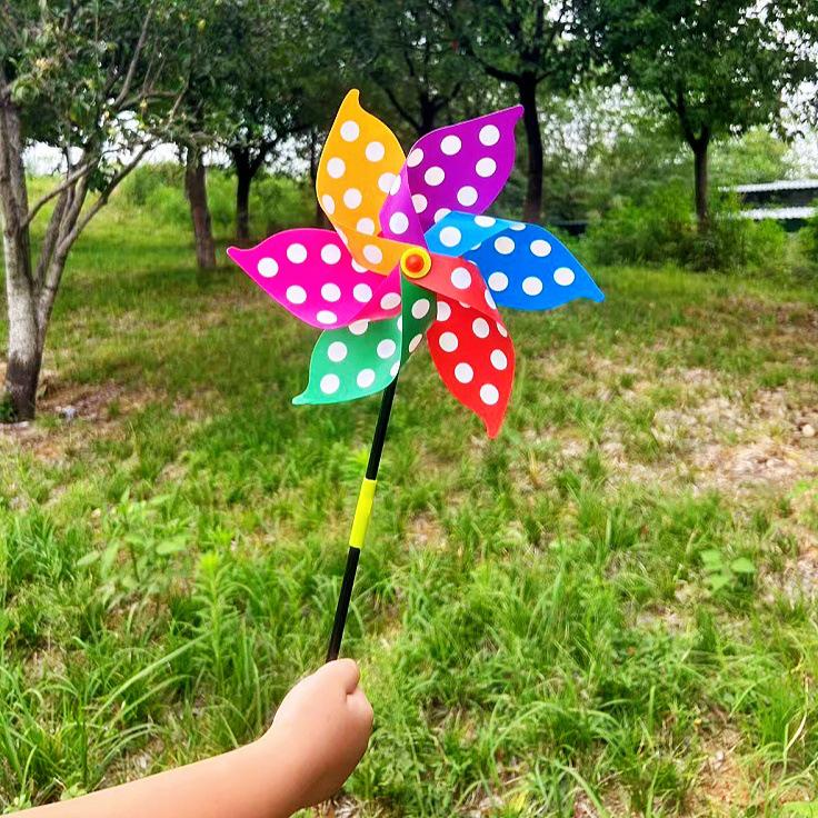 Colorful Polka Dot & Stripe Sequin Pinwheel Toy for Kids - Outdoor Fun