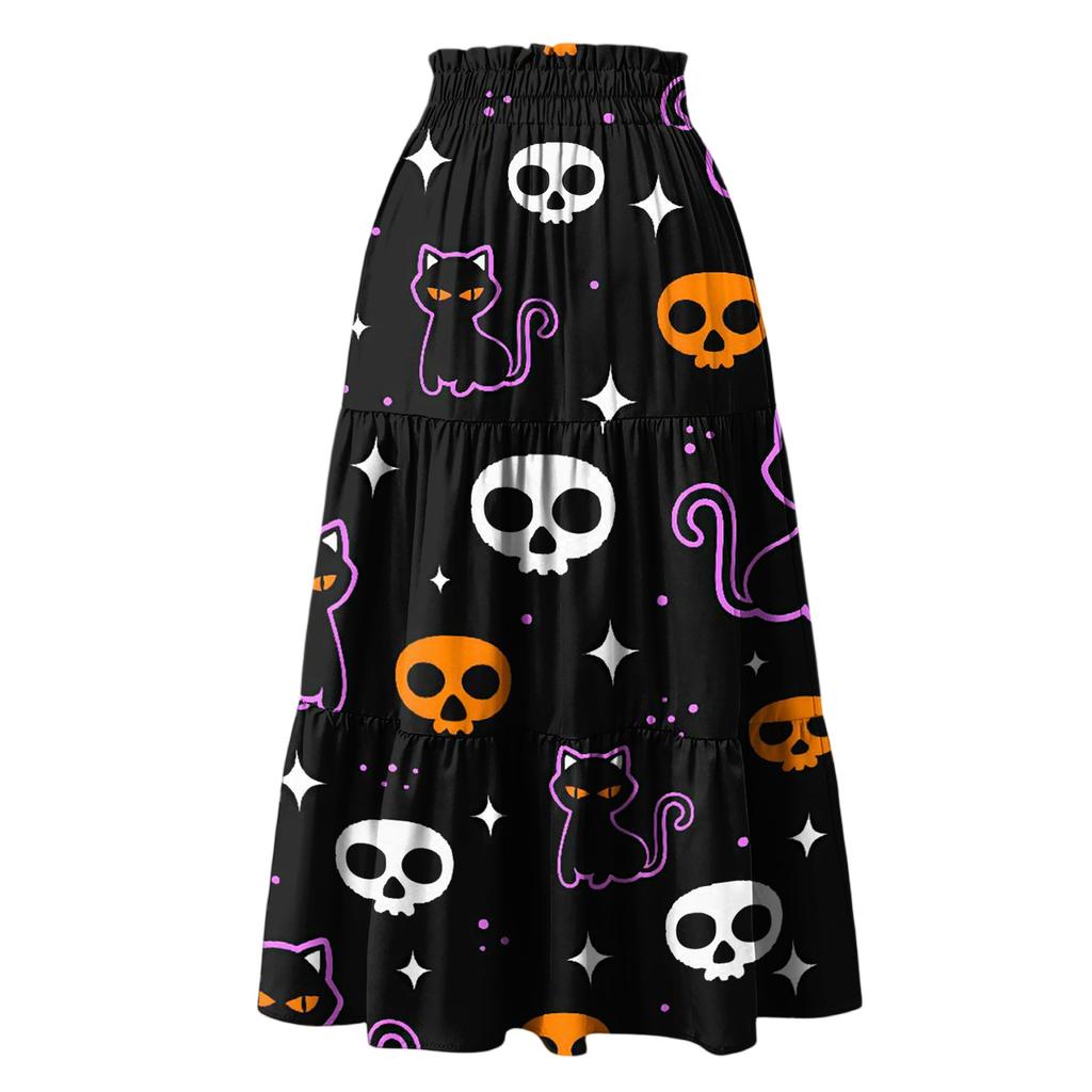 Women's Floral Print Skirt with Elastic Waist and Drawstring Casual Vacation
