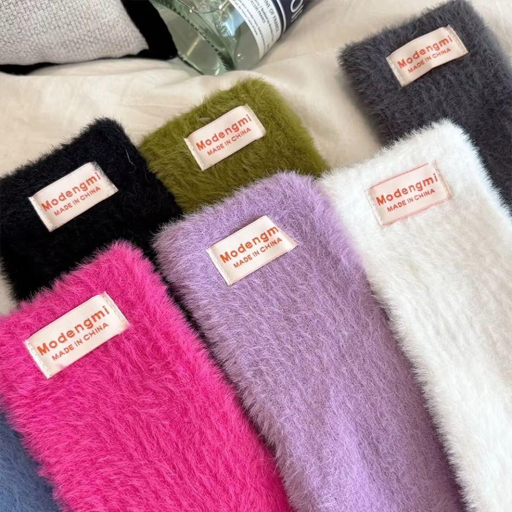 Korean Warm Winter Gloves Mink Fleece Soft Thick Knitted Gloves Touch Screen Gloves Winter Accessories