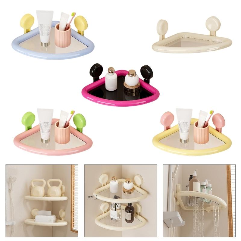 Triangle Shower Rack With Drain Holes Bathroom Wall Mounted Sturdy PET Materials Bath Organizers