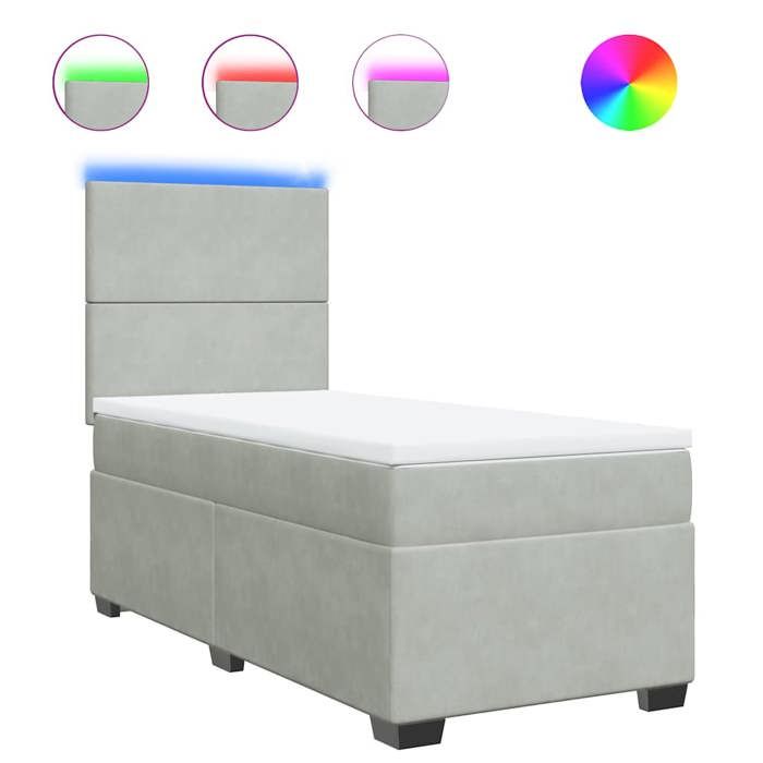 Maison Exclusive - Sommier à lattes de lit et matelas Gris clair 90x200 cm Velours