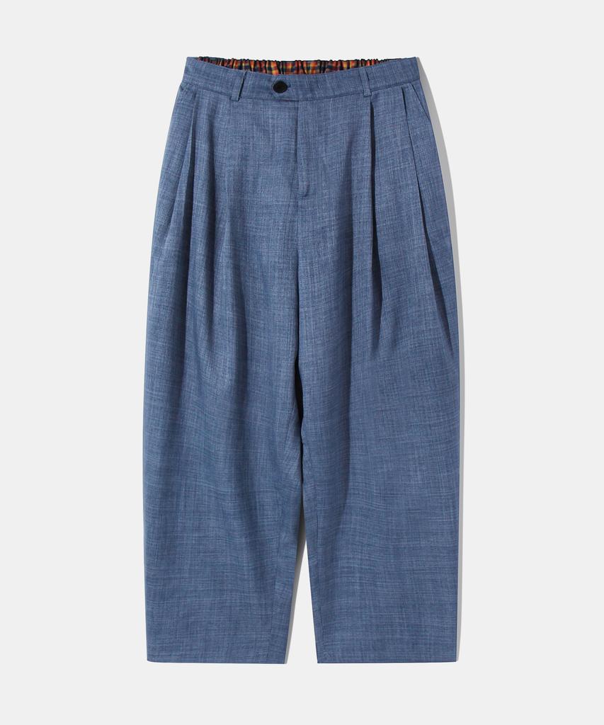 DIAMOND LAYLA Two-Tuck Wide Banding Slacks P14 Denim Texture Indigo