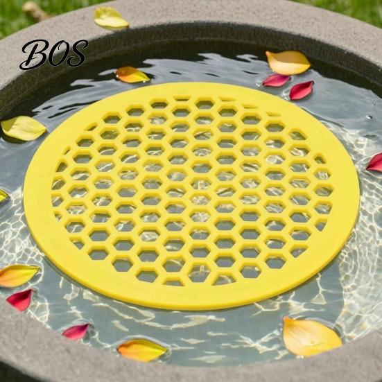 Bright Yellow Bee Float Floating Island, Honeycomb Design Drinking Platform, Safe Pollinator Garden Accessory for Bees Butterflies Cup Backyard