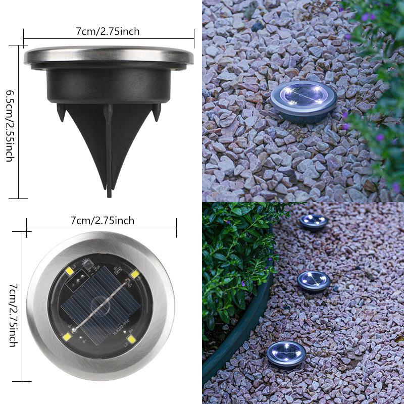 New Model Solar-Powered Stainless Steel Lawn Light – Light-Controlled Waterproof Ground Lamp for Gardens and Courtyards.