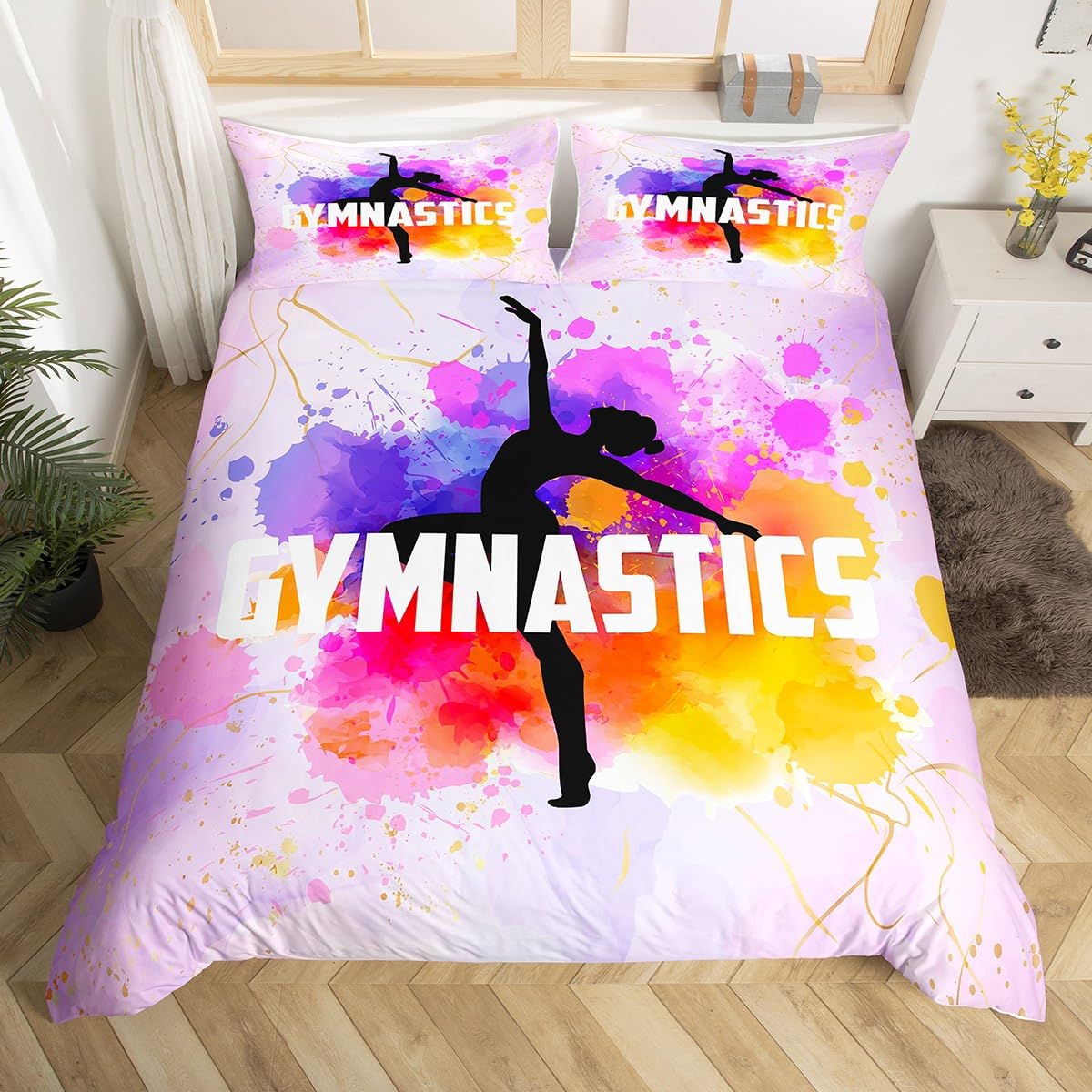 

Comforter Gymnastics Bedding Set Queen Size Kids Sleep Comforter Set For Boys Girls Teens Camouflage Camo Sports Theme Comforter (quilt)-EU Single(135*200cm)3pcs